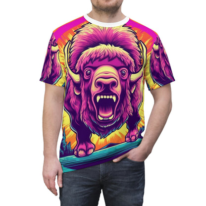 Buffalo American Bison Graphic USA Style Camiseta unisex cortada y cosida (AOP) 