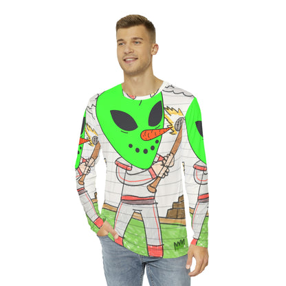 Baseball Veggie Visi Vegetal Visitante Alien Sport Camisa AOP de manga larga para hombre 