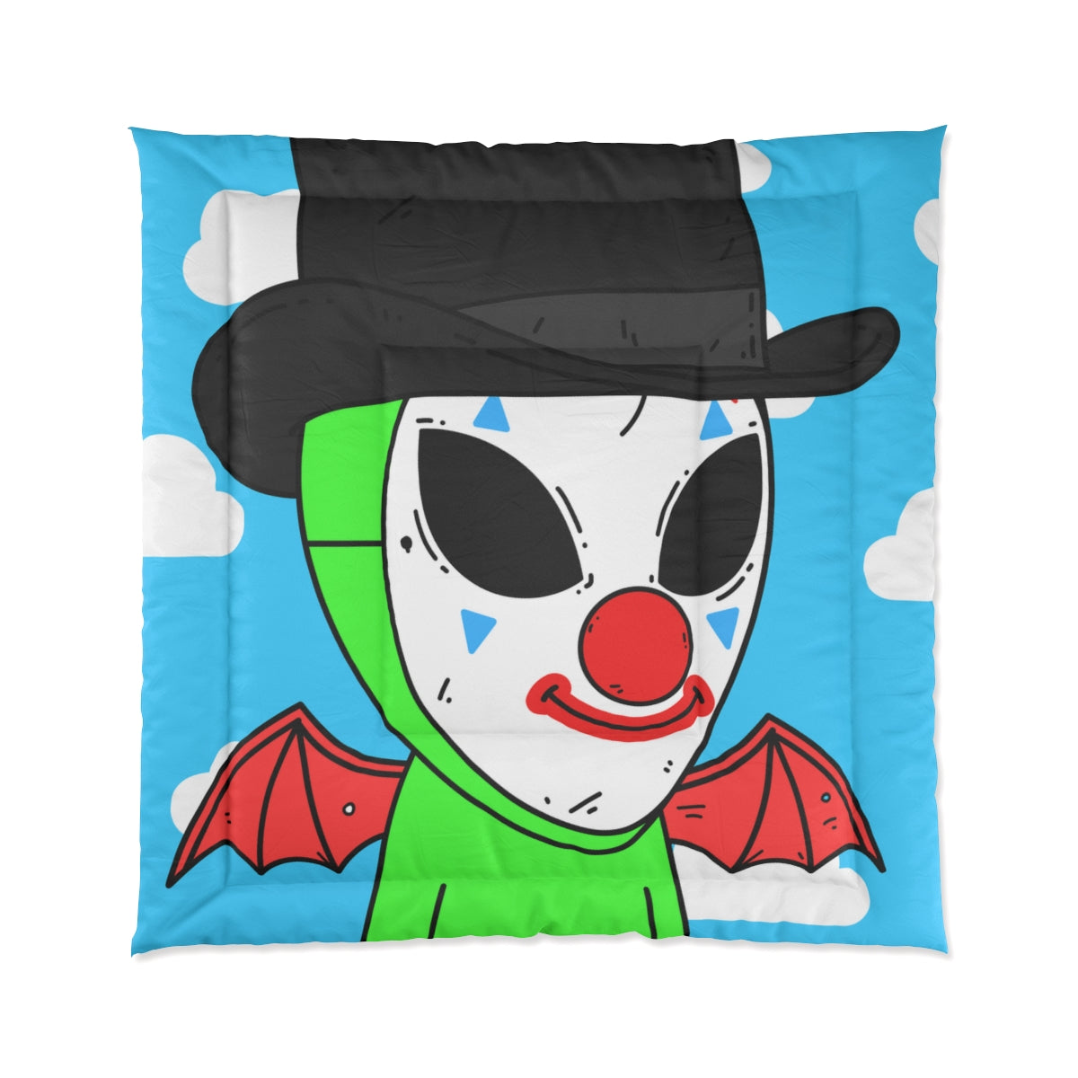 Clown Visitor Green Alien w/ Devil Wings Bed Comforter