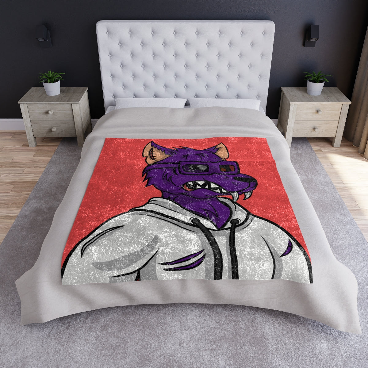 Wolf Cyborg Werewolf Classy Purple Fur White Hoodie Sweatshirt Crushed Velvet Blanket