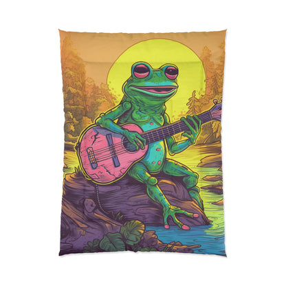 Pink Guitar Swamo Frog Outdoor Adventure Music Graphic Comforter