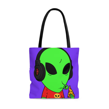 The Visitors Pizza Alien with Headphones AOP Tote Bag