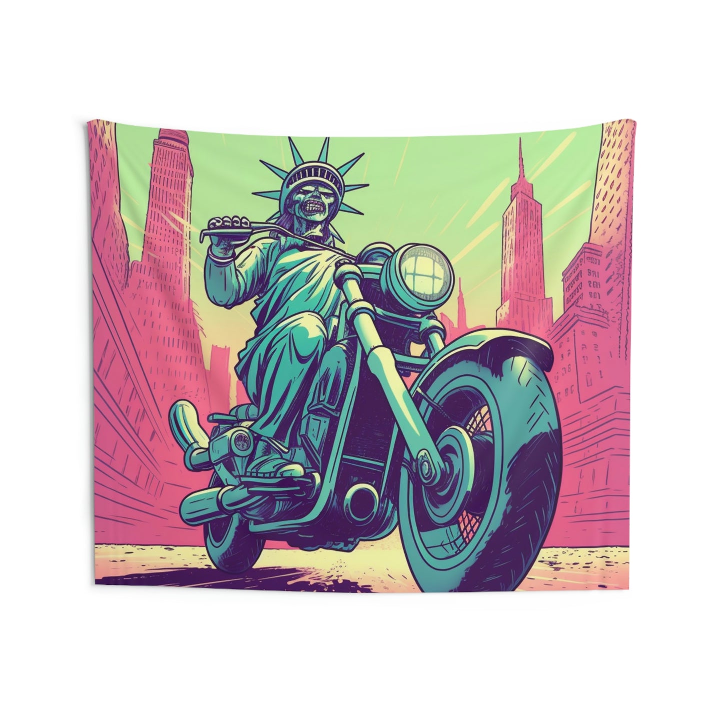 Statue of Liberty Motorcycle Bike Rider USA Style Indoor Wall Tapestries