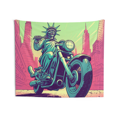 Statue of Liberty Motorcycle Bike Rider USA Style Indoor Wall Tapestries