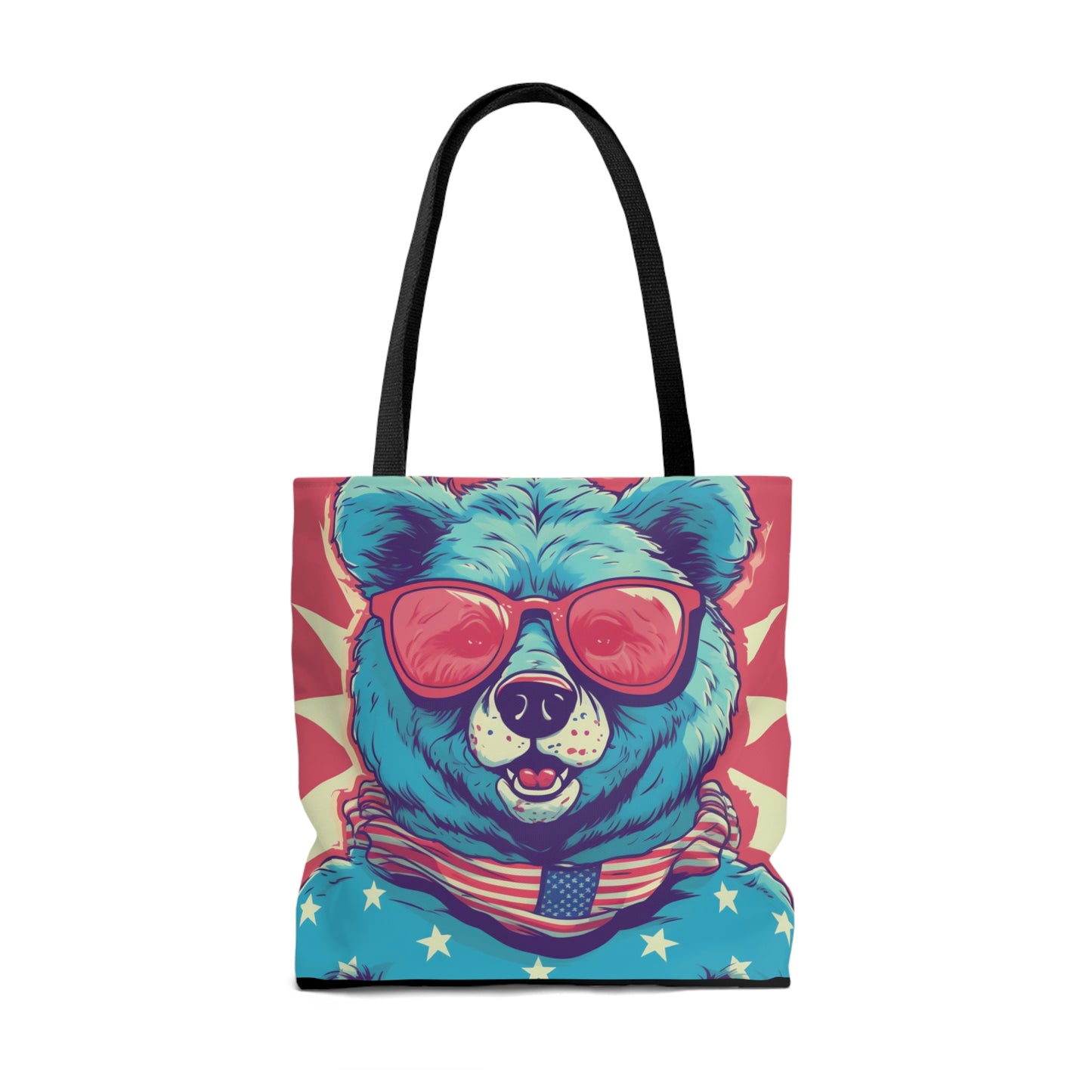 4th of July Festive Fun: Cute Patriotic Bear Graphic USA Style Tote Bag (AOP)