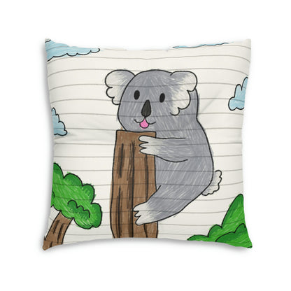 Koala Bear Animal Tree Climber Tufted Floor Pillow, Square