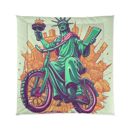 Statue of Liberty Cyclist Bike Rider American Graphic Comforter