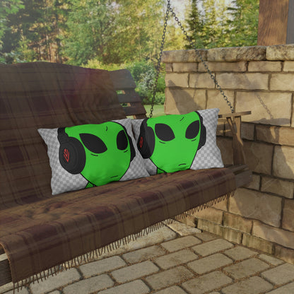 Alien Music Headphone Podcast Character Visitor Outdoor Pillows