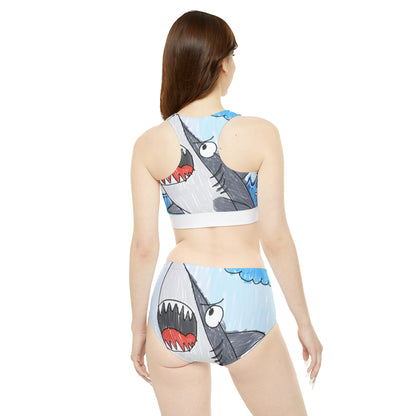 Shark Jaw Teeth Attack Ocean Sea Creature Sporty Bikini Set (AOP)