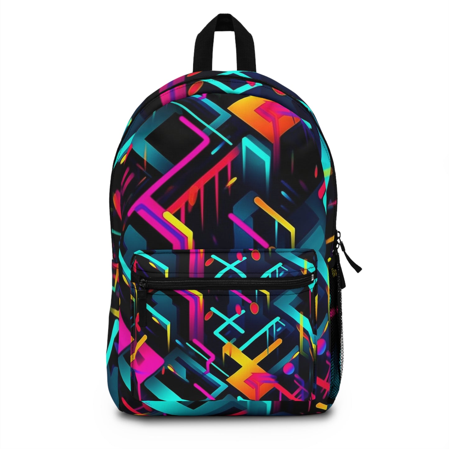 Vibrant Trendy Neon Abstract Geometric Pattern Design Backpack