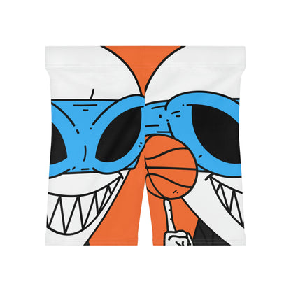 Alien BBall Sport Ninja Mask Orange Basketball Women's Biker Shorts