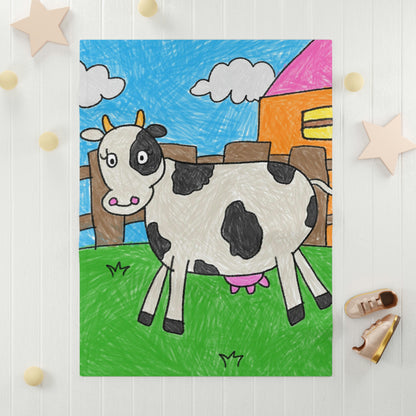 Cow Moo Farm Barn Animal Character Soft Fleece Baby Blanket