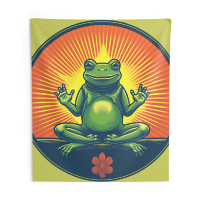 Yoga Frog Namaste Amphibian Relax Graphic Indoor Wall Tapestries