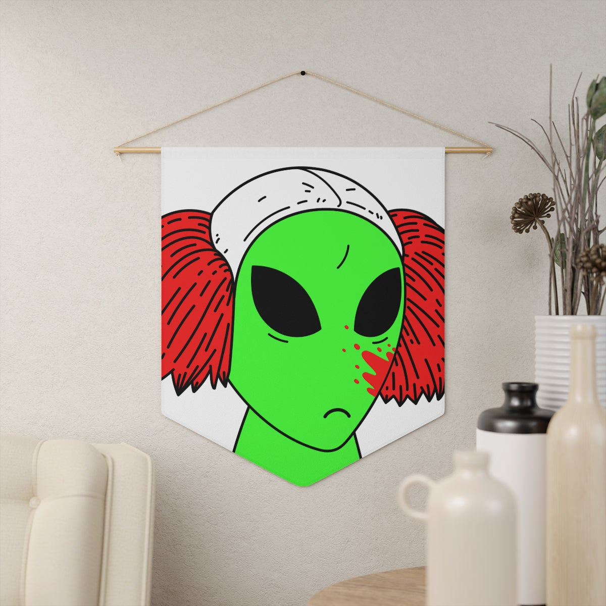 Alien Sad Clown Visitor Pennant