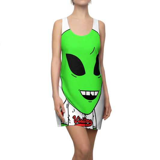 Alien Green Sporty Women's Cut & Sew Racerback Dress (AOP)