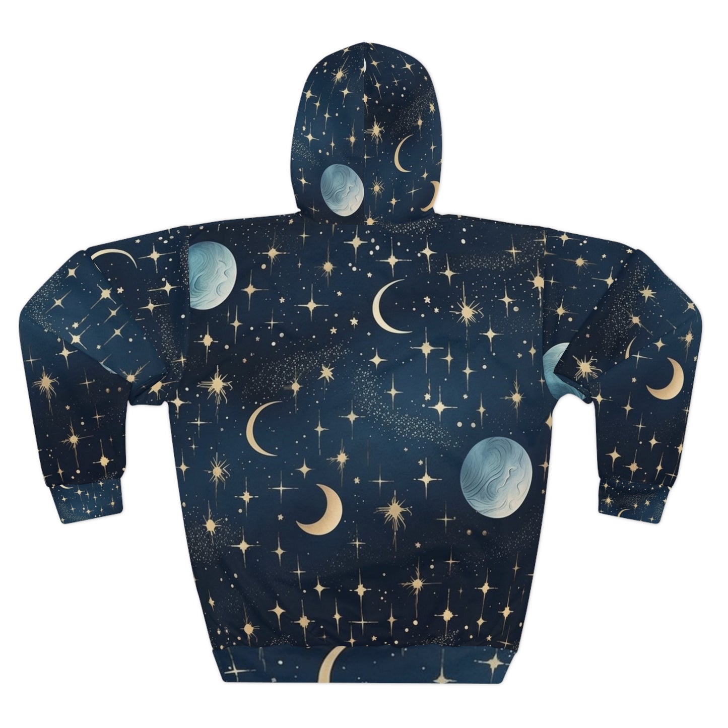 Dreamy Night Sky Celestial Stars Moons Pattern Design Sudadera con capucha unisex (AOP)