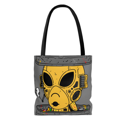 Trashcan Art Egg Armored Yellow Future Alien Cyborg Machine Visitor AOP Tote Bag