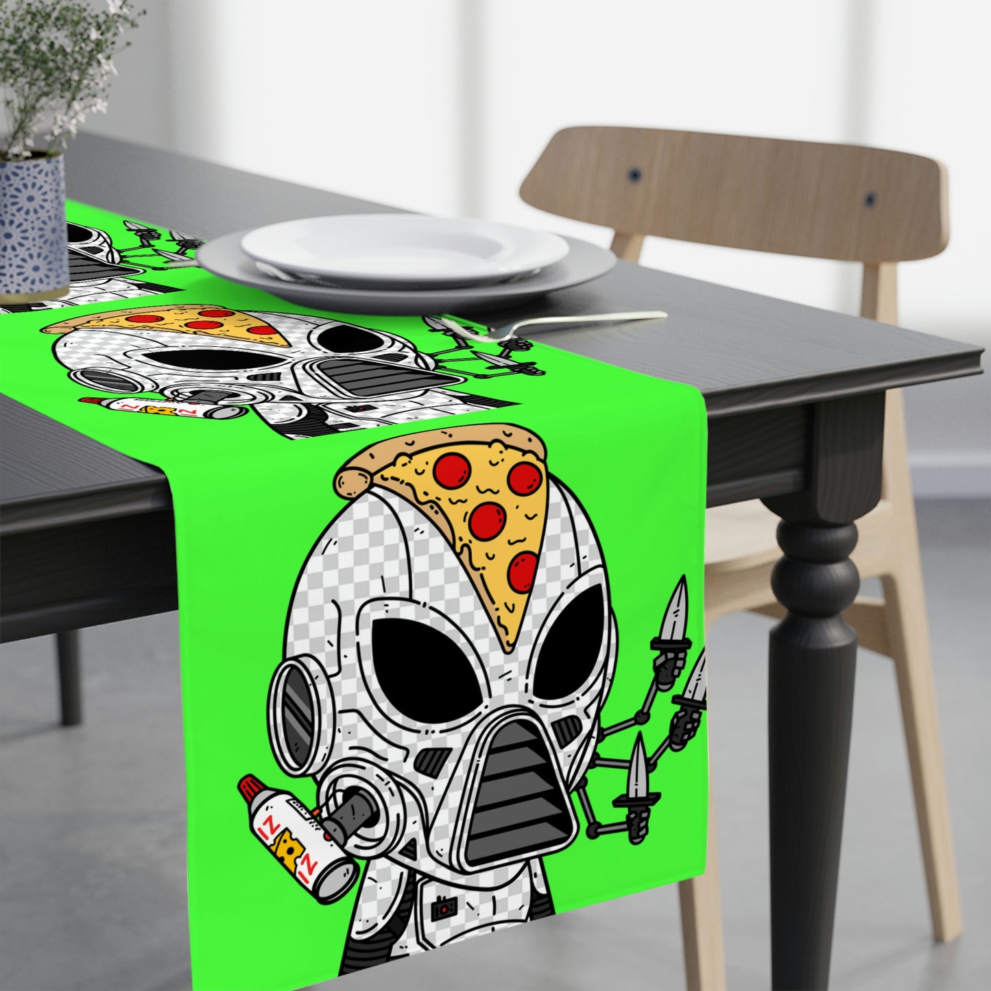 Pizza Lover Chef Visitor Alien Table Runner