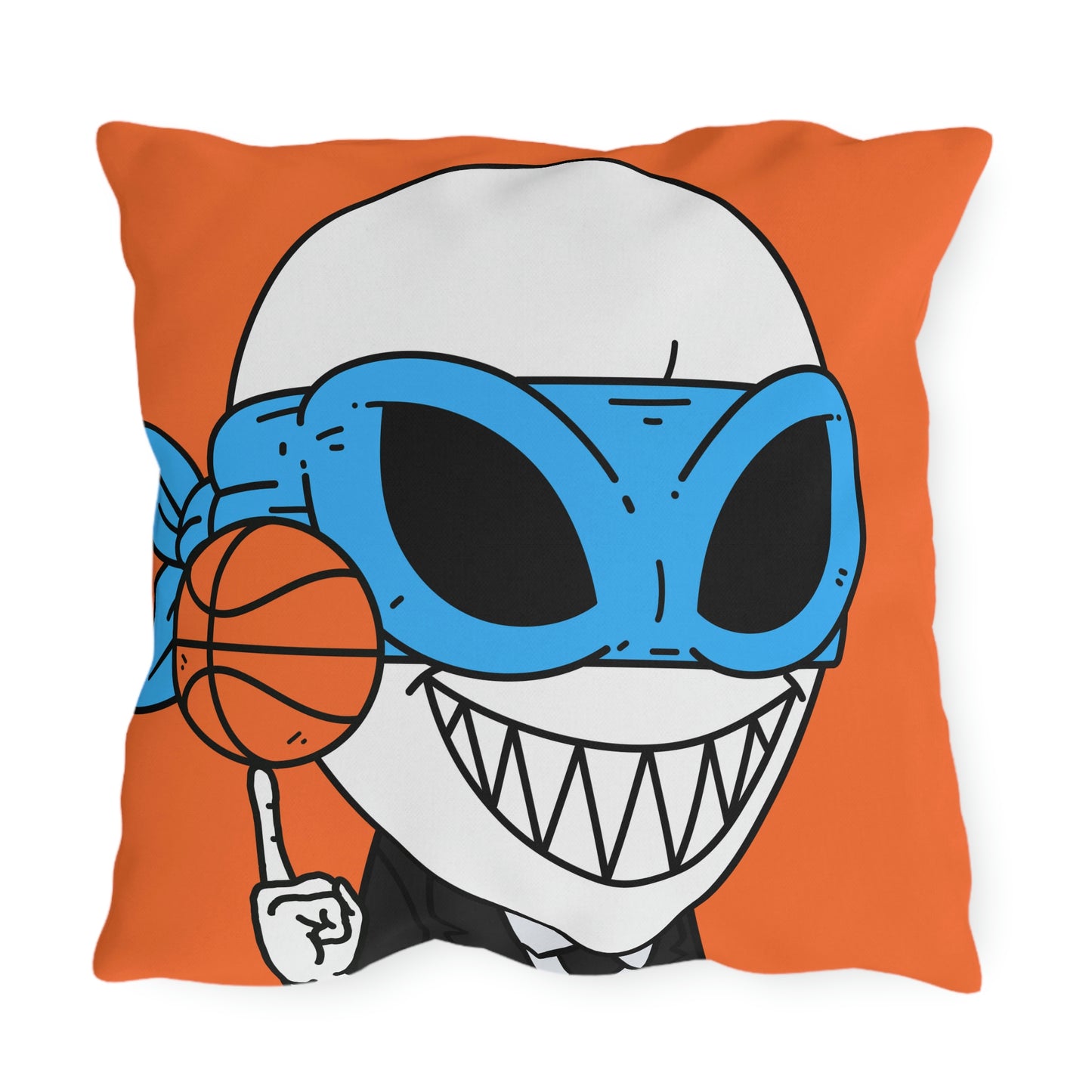 Alien BBall Sport Ninja Mask Orange Basketball Outdoor Pillows