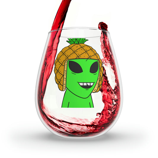 Pineapple Head Visitor Green Alien - Copa de vino sin tallo con dientes astillados, 11.75 oz