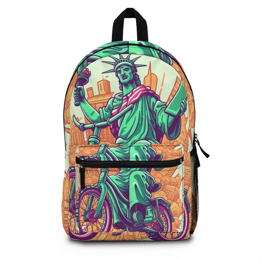 Statue of Liberty Cyclist Bike Rider American Graphic Backpack