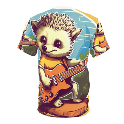 Hedgehog Guitar Band Musician Furry Cute Graphic Unisex Cut & Sew Tee (AOP)