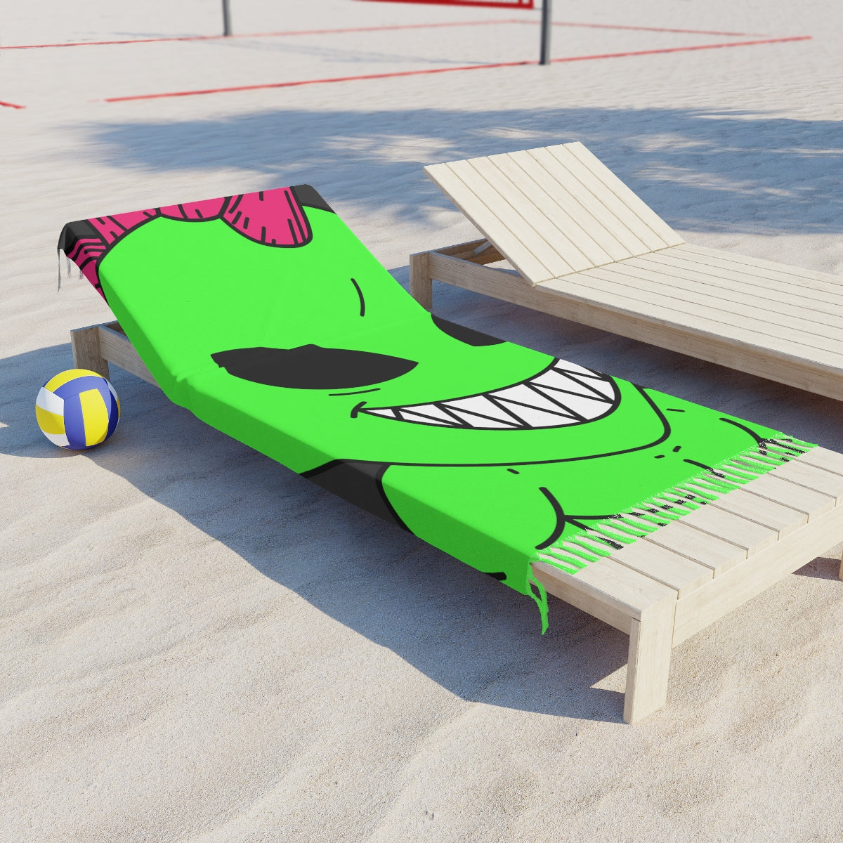 Spiked Pink Hair Muscle Big Smile Green Alien Visitor Boho Beach Cloth