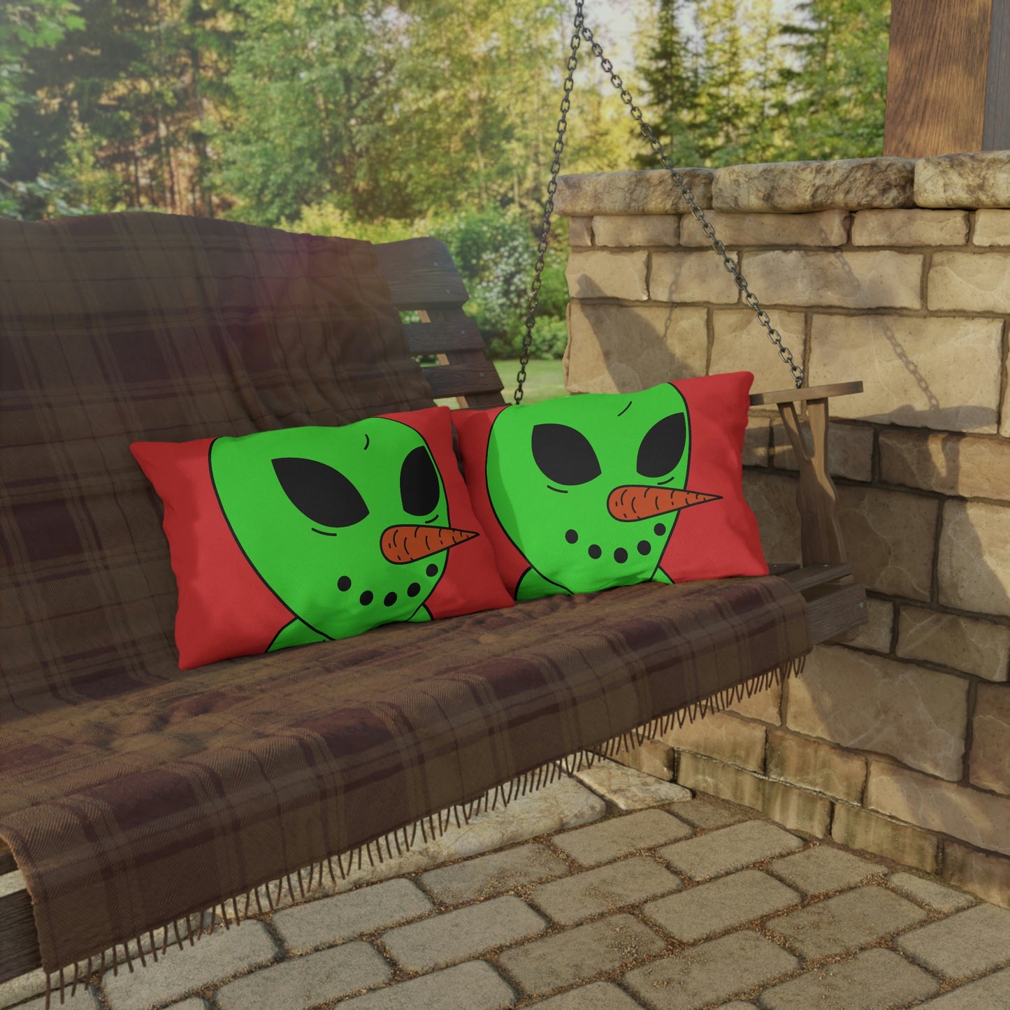 Veggie Visi Alien Vegetable Visitor Outdoor Pillows