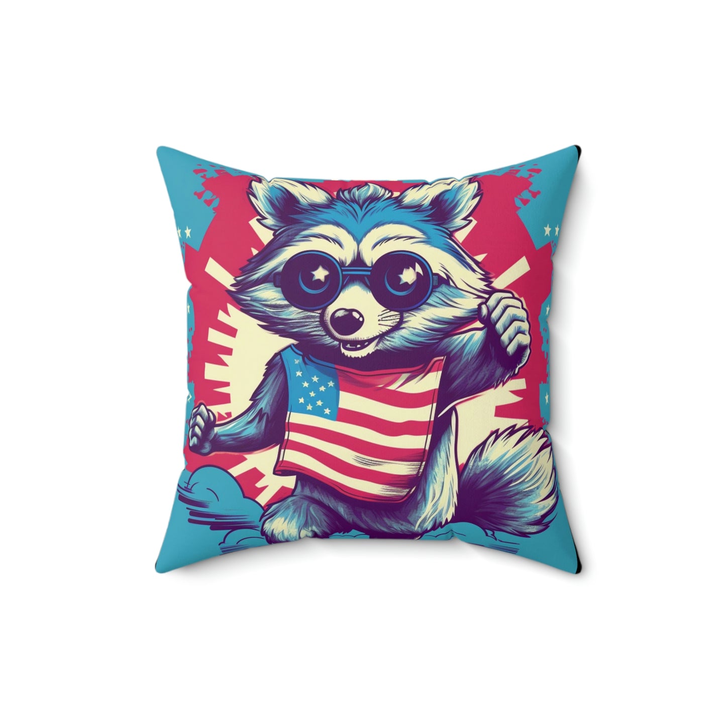 American Great Raccoon USA Classic Graphic Spun Polyester Square Pillow