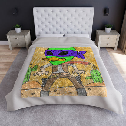 Cowboy Wild West Alien Visitor 751 Crushed Velvet Blanket