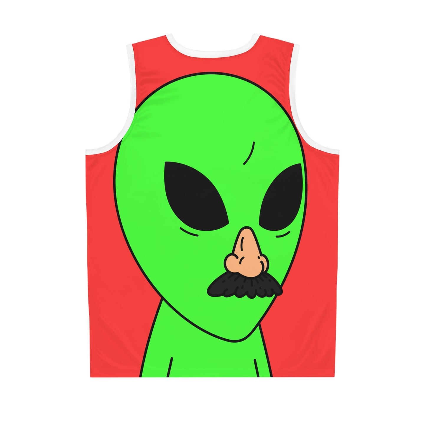 Camiseta de baloncesto con máscara humana alienígena falsa (AOP) 