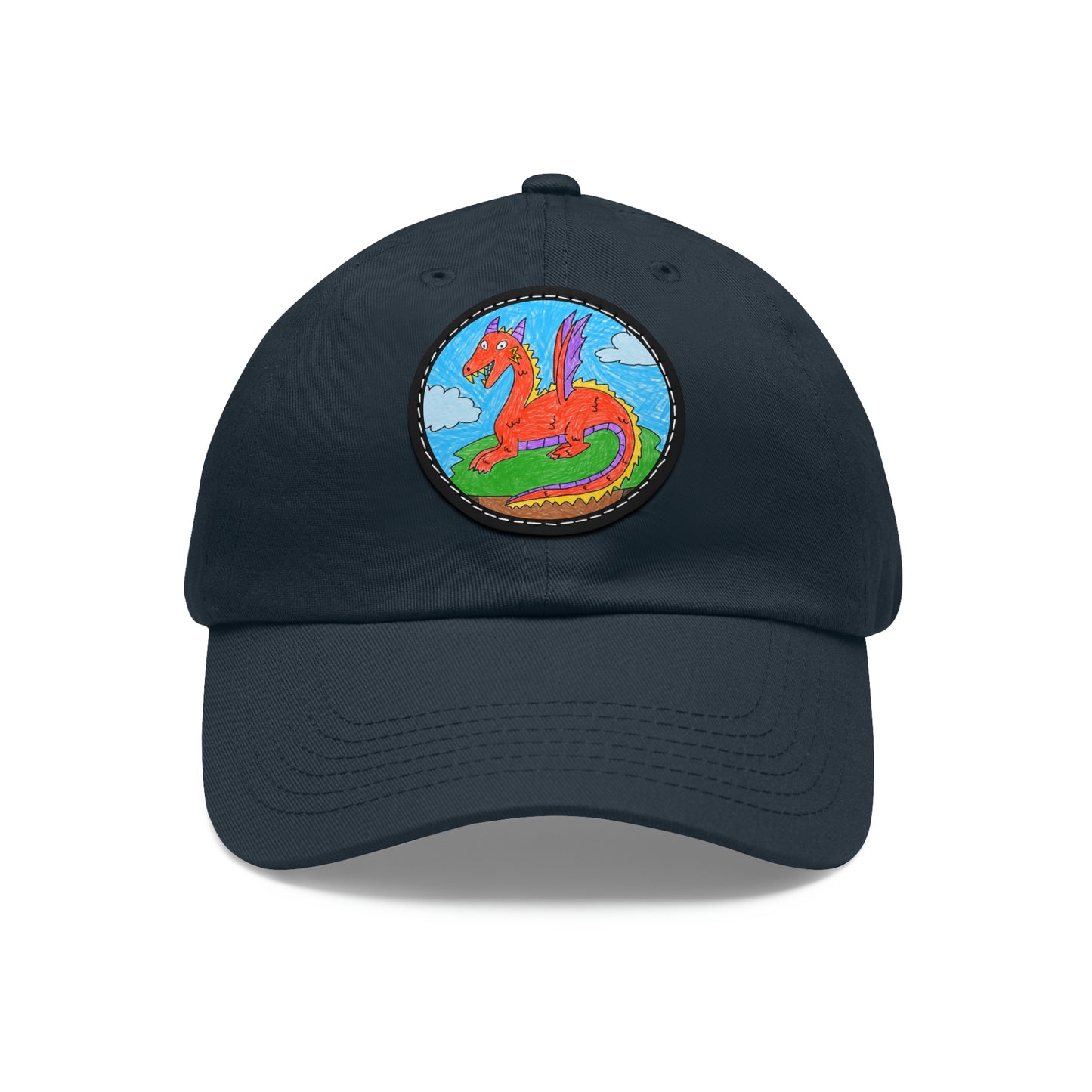 Fierce Dragon Medieval Dad Hat with Leather Patch (Round)