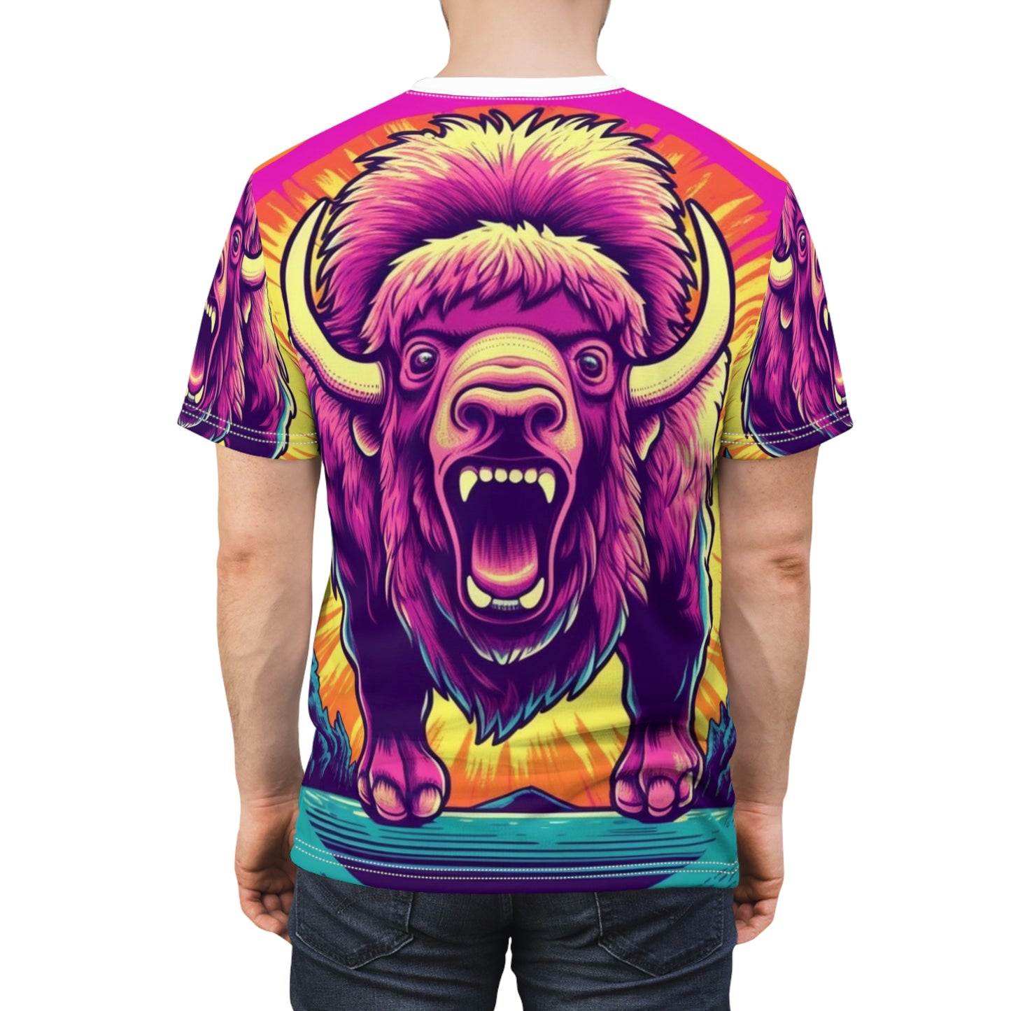 Buffalo American Bison Graphic USA Style Camiseta unisex cortada y cosida (AOP) 