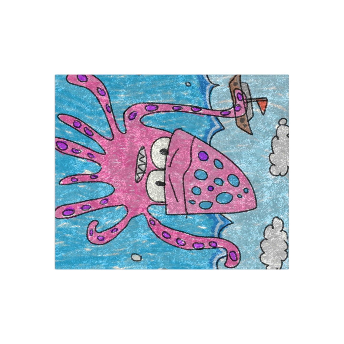 The Kraken Octopus Clean Graphic Crushed Velvet Blanket