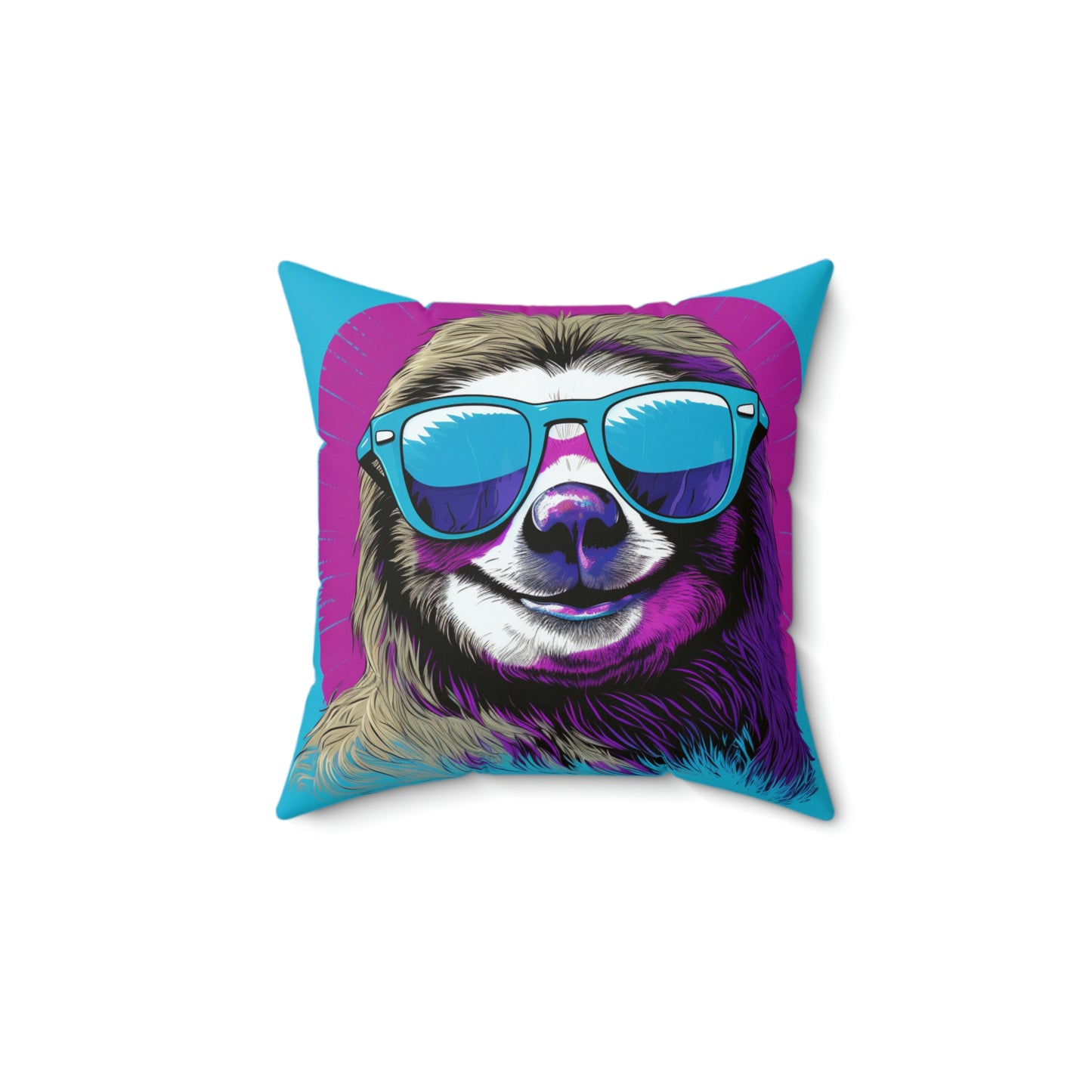 Galactic Sloth Retro-Inspired Animal Spun Polyester Square Pillow