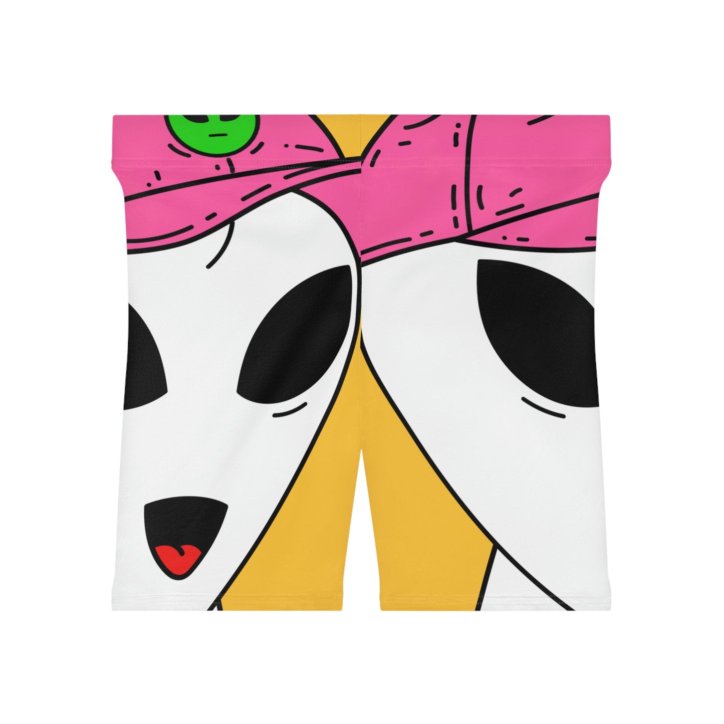 White Visitor Alien Pink Visi Hat Graphic Women's Biker Shorts