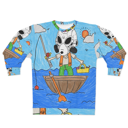 Fisher Fishing Fish Boat Bot Alien LOL Visitante AOP Sudadera unisex 