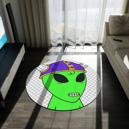 Purple Viking Helmet Digital Teeth Alien Visitor Round Rug - Visitor751