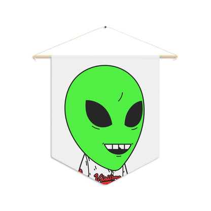 Visi Jersey Chipped Tooth Large Smile Face Green Alien Visitor Pennant