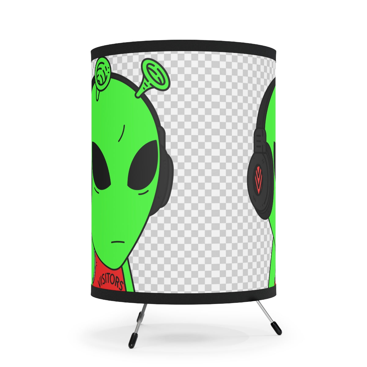 Alien Music ヘッドフォン ポッドキャスト キャラクター ビジター 三脚ランプ、高解像度プリントシェード、US\CA プラグ付き