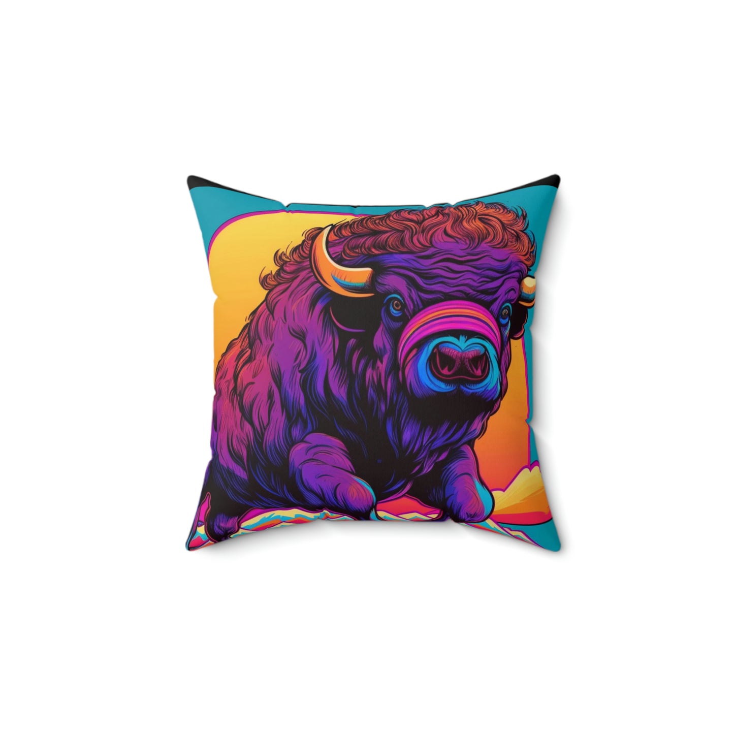 American Bison Graphic Spun Polyester Square Pillow