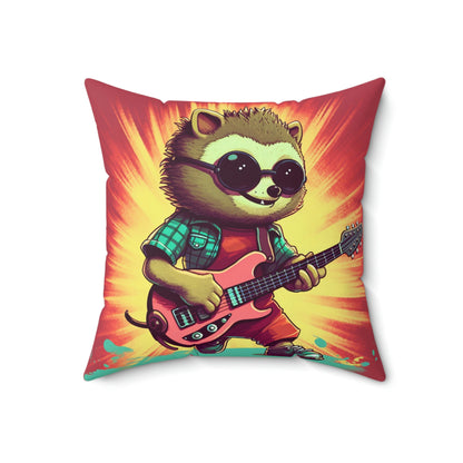 Hedgehog Animal Guitarist Anime Graphic Spun Polyester Square Pillow