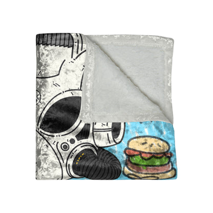 Burger Machine Robot Chef Cook Visitor LOL Alien Crushed Velvet Blanket