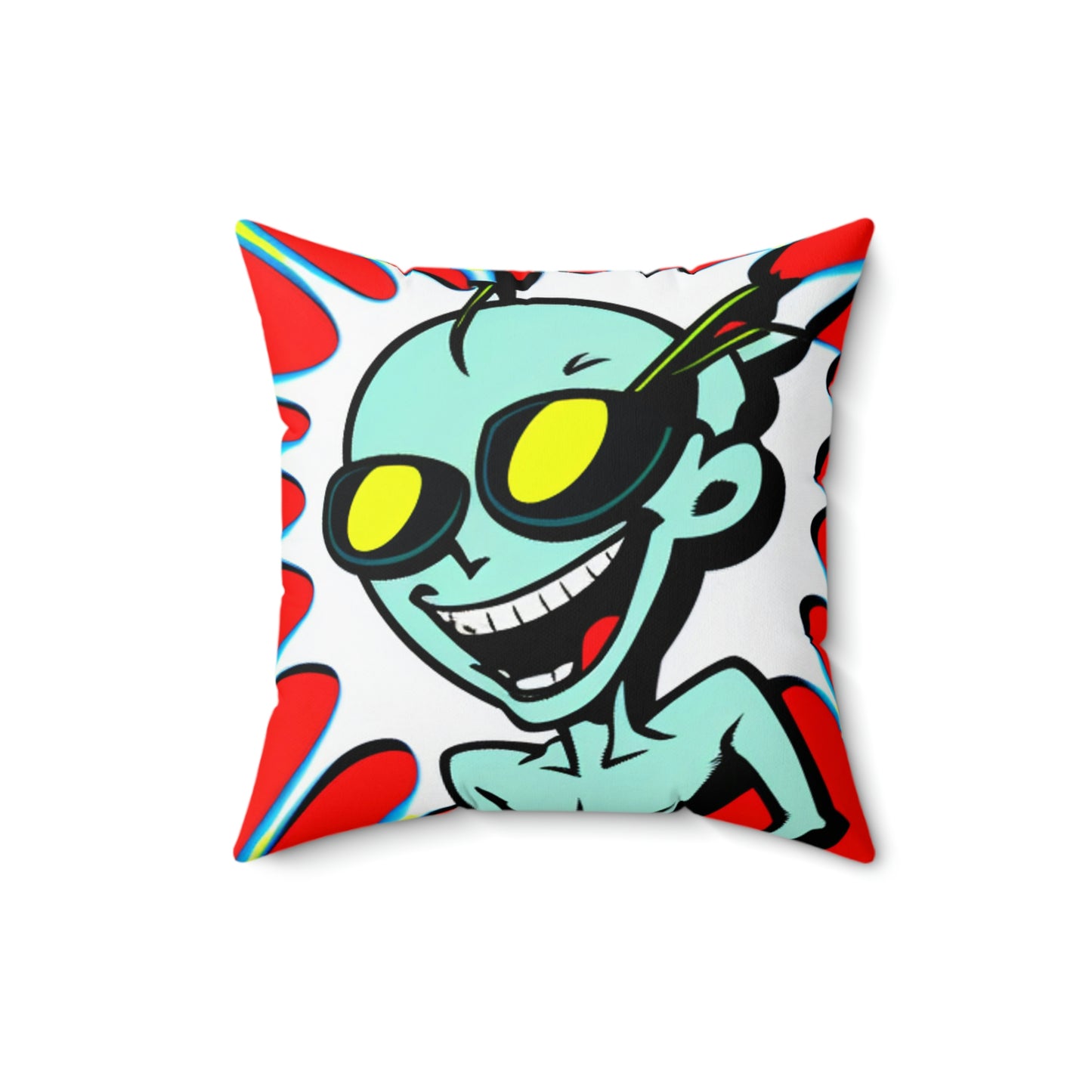 Alien Cartoon Happy Style Pop Culture Spun Polyester Square Pillow