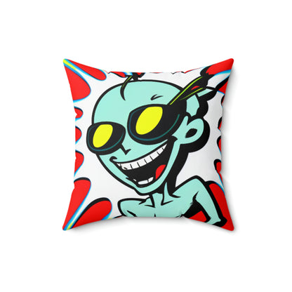 Alien Cartoon Happy Style Pop Culture Spun Polyester Square Pillow