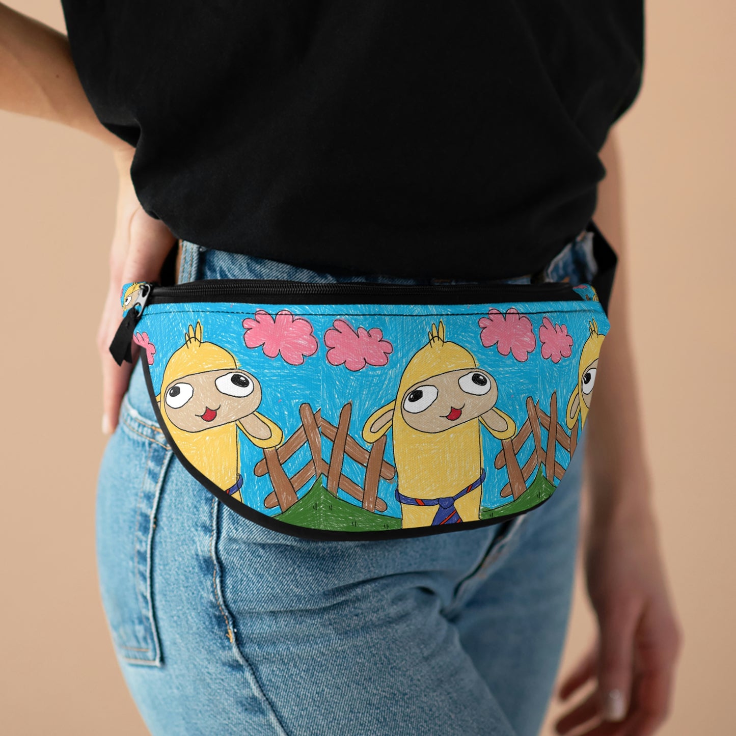 Llama Lovers: Heart and Animal Design Graphic Fanny Pack