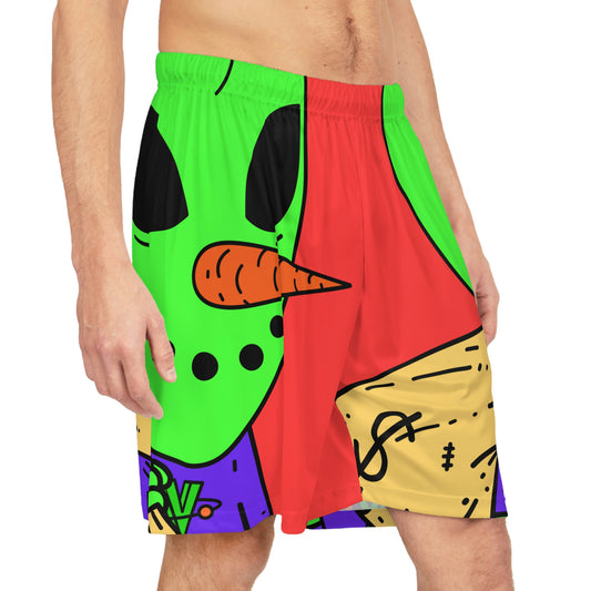 Money Bank Bag Snowman Green Visitor Alien Basketball Shorts (AOP)