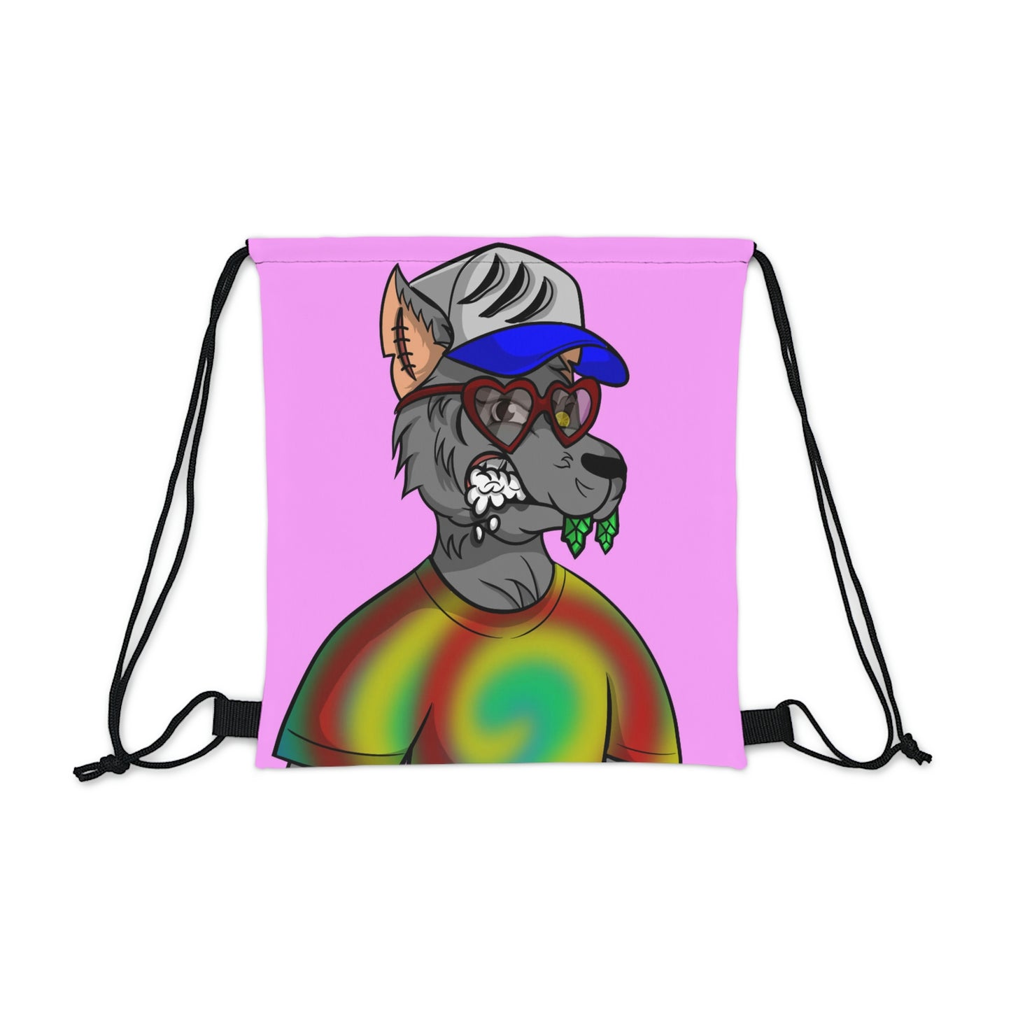 Valentine Heart Wolf Werewolve Tiedye Outdoor Drawstring Bag