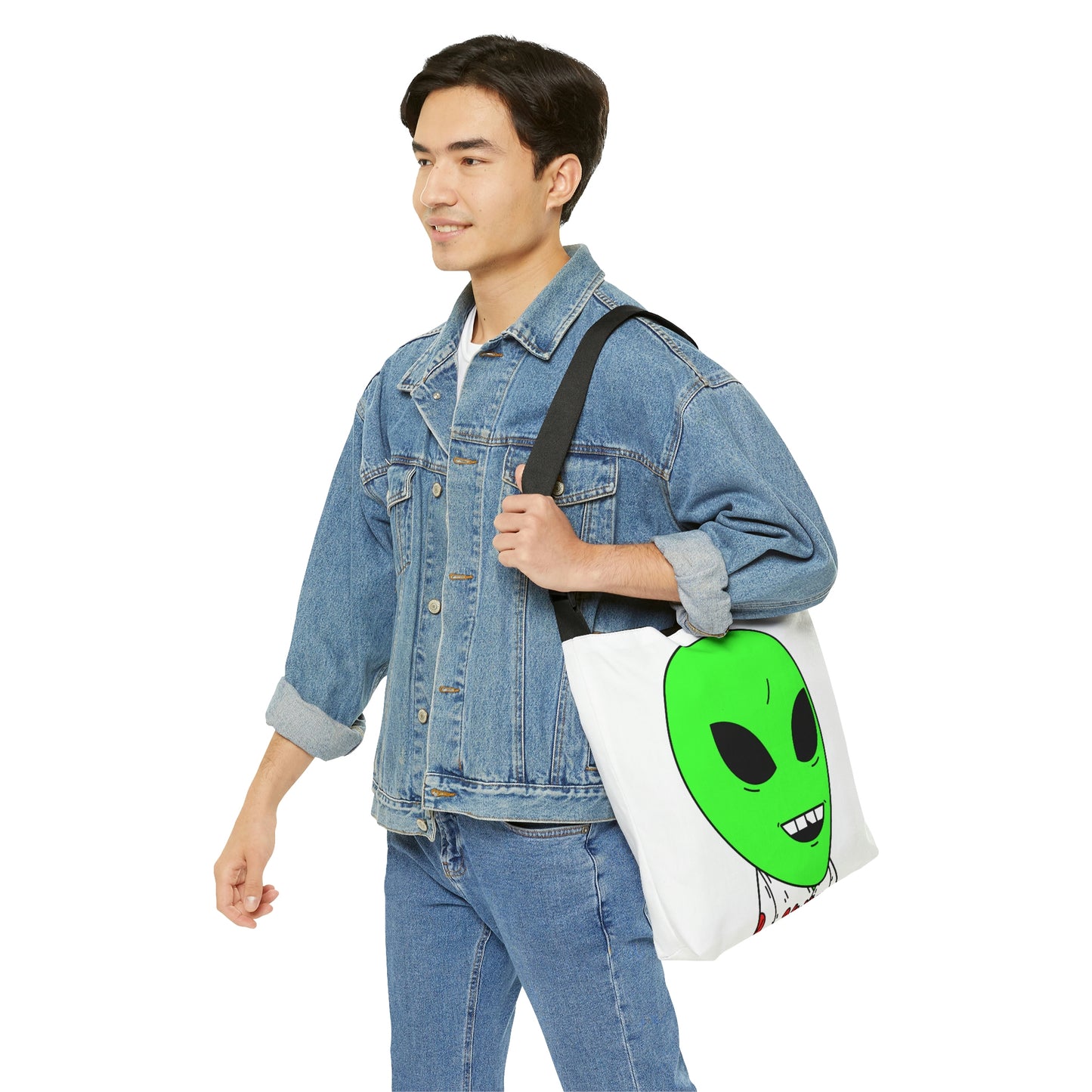 Alien Green Sporty Adjustable Tote Bag (AOP)