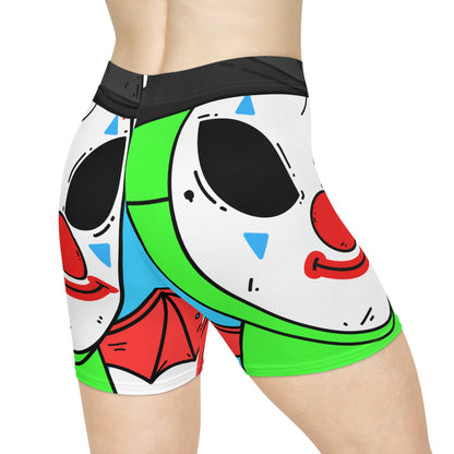 Clown Visitor Green Alien w/ Devil Wings Women's Biker Shorts